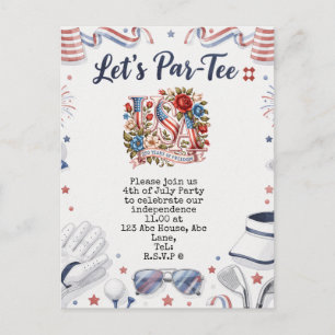 Carte Postale Golf 4 juillet Enregistrez la date  Fête de l'Indé