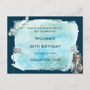 Carte Postale Golf 50th Birthday Party aquarelle