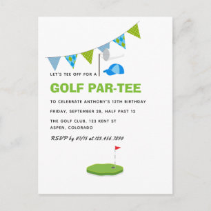 Carte Postale Golf à thème fête d'anniversaire