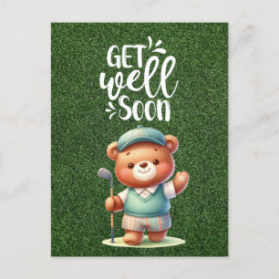 Carte Postale Golf Allez-y bientôt avec golfeur golf sur green