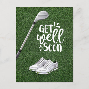 Carte Postale Golf Allez-y bientôt avec golfeur golf sur green