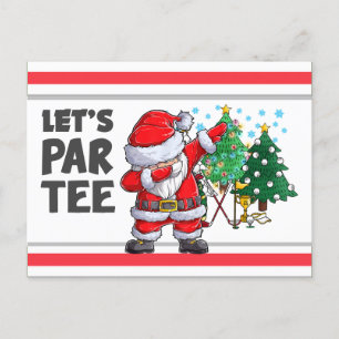 Carte Postale Golf avec le Père Noël Faisons Par Tee Party