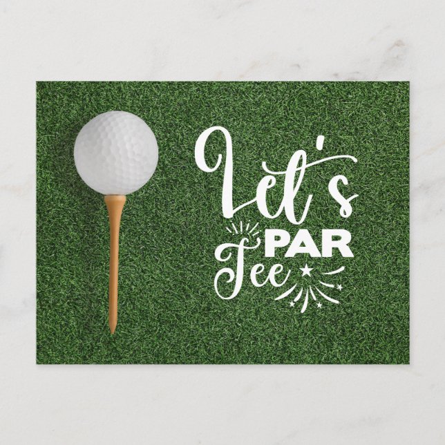 Carte Postale Golf Ball Let's Par Tee sur herbe verte (Devant)