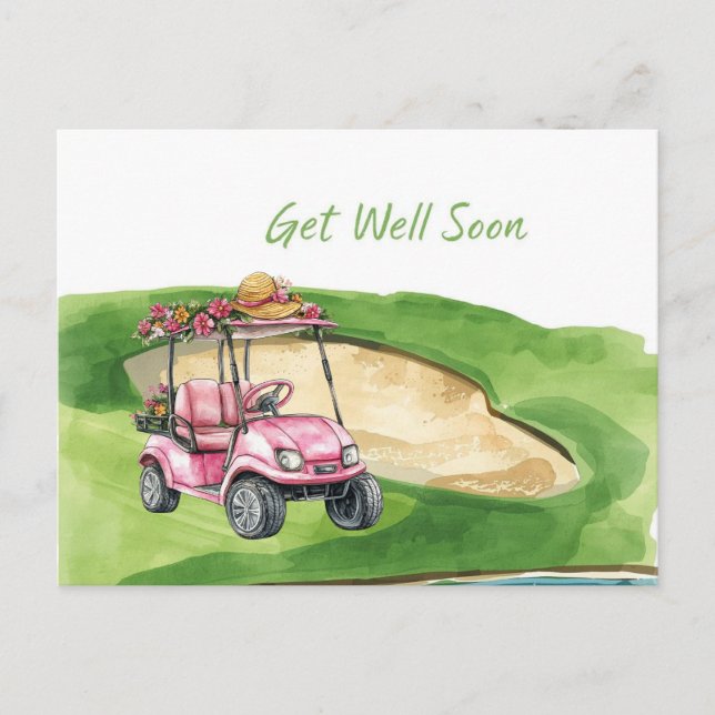 Carte Postale Golf Bon rétablissement avec voiturette de golf su (Devant)