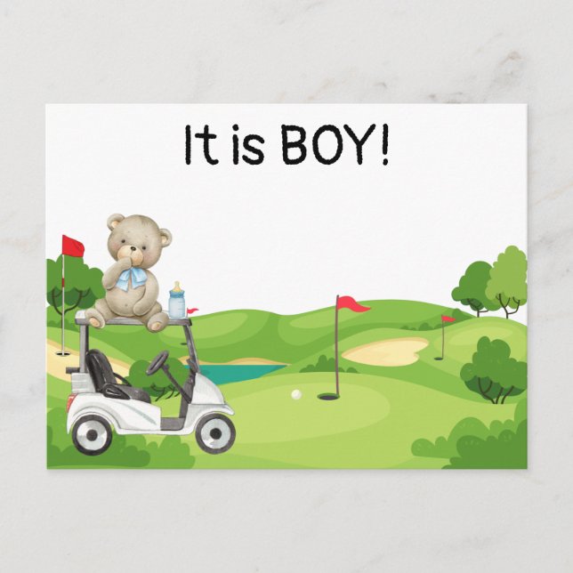 Carte Postale Golf C'est un bébé golfeur GARÇON sur un chariot d (Devant)