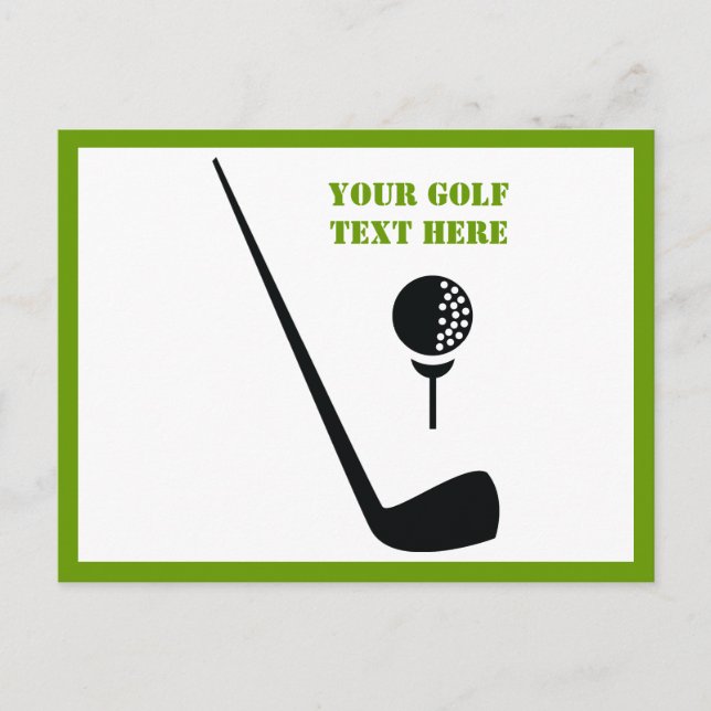 Carte Postale Golf club and ball black, green custom (Devant)