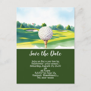 Carte Postale Golf économiser la date avec balle de golf sur l'h