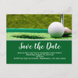 Carte Postale Golf économisez la date avec balle de golf et putt