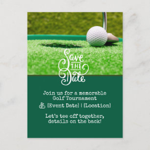 Carte Postale Golf économisez la date avec balle de golf et putt