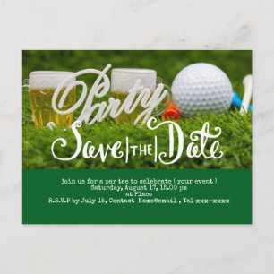 Carte Postale Golf économisez la date avec golf ball et club