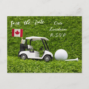 Carte Postale Golf économisez la date avec voiturette de golf Dr