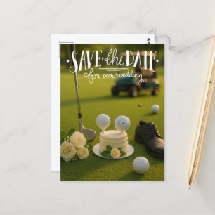 Carte Postale Golf économisez la date pour notre mariage avec de