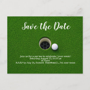 Carte Postale Golf enregistrer la date avec balle de golf à côté
