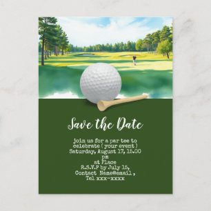 Carte Postale Golf enregistrer la date avec une balle de golf su