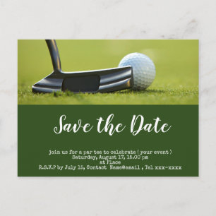 Carte Postale Golf enregistrer la date  balle de golf mettant le