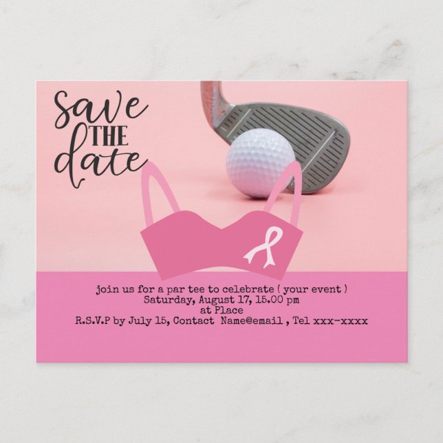 Carte Postale Golf enregistrer la date Cancer du sein Sensibilis (Devant)