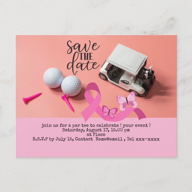 Carte Postale Golf enregistrer la date Cancer du sein Sensibilis (Devant)