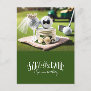Carte Postale Golf enregistrer la date pour le marié mariage