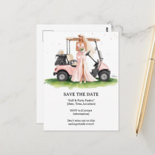 Carte Postale Golf Enterrement de vie de jeune fille golfeuse e