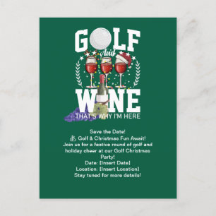 Carte Postale Golf et vin c'est pourquoi je suis ici pour Noël