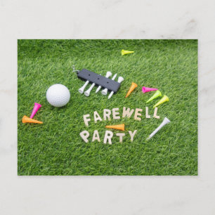 Carte Postale Golf Farewell Party avec balle de golf sur l'herbe