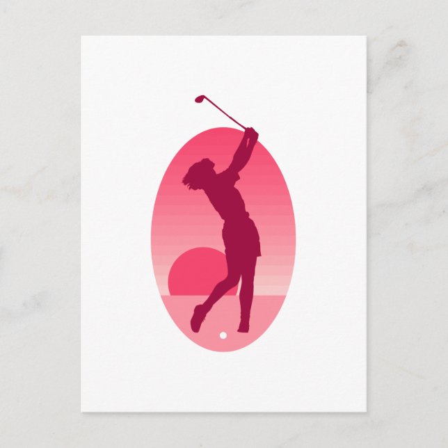 Carte Postale Golf féminin rose (Devant)