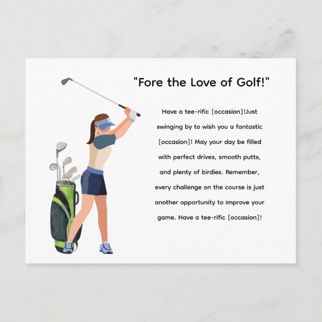 Carte Postale Golf Femme Golfeur est Golfing (Devant)