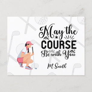 Carte Postale Golf Femme saluant avec des citations amusantes