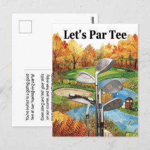 Carte Postale GOLF Fête d'action de grâce d'automne pour golfeur