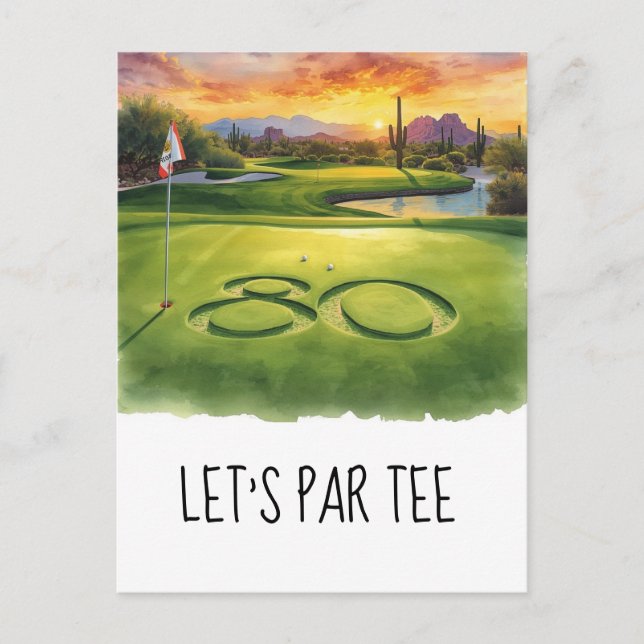 Carte Postale Golf Fêtons le Par 80ème Anniversaire (Devant)