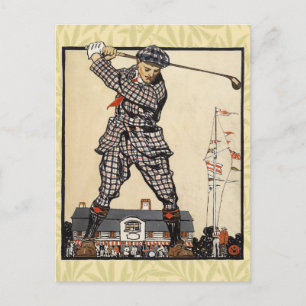 Carte Postale Golf Golfer Vintage Golf antique
