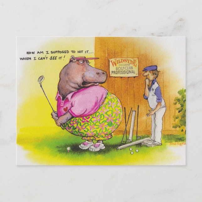 Carte Postale golf hippo gras (Devant)