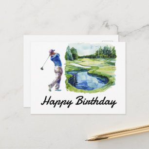 Carte Postale Golf Joyeux Anniversaire Golfing