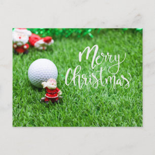 Carte Postale Golf Joyeux Noël avec Père Noël et balle