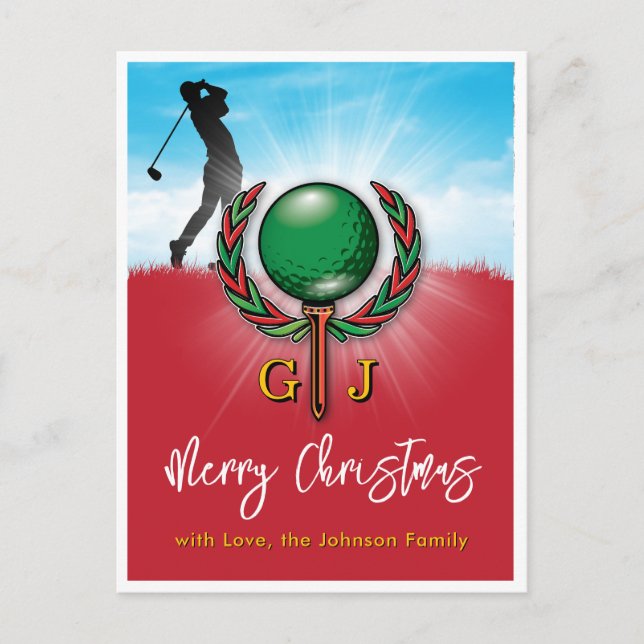 Carte Postale Golf Joyeux Noël-vacances Design (Devant)