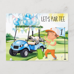 Carte Postale Golf Let’s Par tee Golfer au drapeau vert
