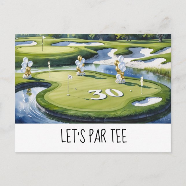 Carte Postale Golf Let's Par tee  30e anniversaire pour la fête  (Devant)