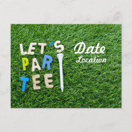Carte Postale Golf Let's Par tee avec tee blanc est en vert