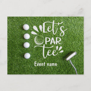 Carte Postale Golf Let's Par Tee Golfer Party sur herbe verte