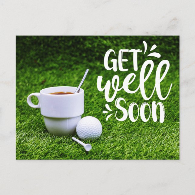 Carte Postale Golf Meilleure santé avec une tasse de café et une (Devant)