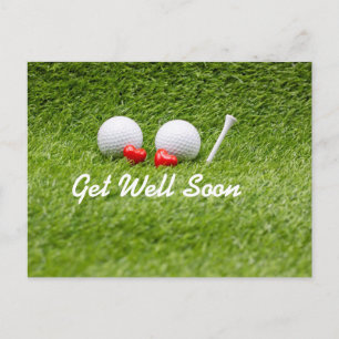 Carte Postale Golf Meilleurs vœux de rétablissement balles de go