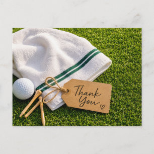 Carte Postale Golf Merci avec balle sur gazon vert