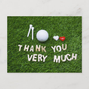 Carte Postale Golf merci beaucoup avec golf ball et tee