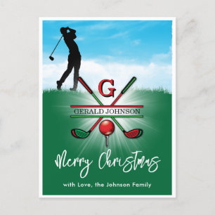Carte Postale Golf Monogramme Joyeux Noël-Dessin de vacances