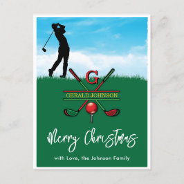 Carte Postale Golf Monogramme Joyeux Noël-vacances Design