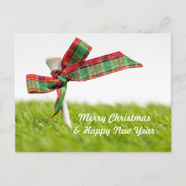 Carte Postale Golf Noël & Nouvel An avec balle de golf et pin