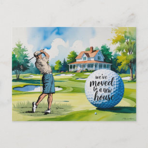 Carte Postale Golf nous avons déménagé dans une nouvelle maison 