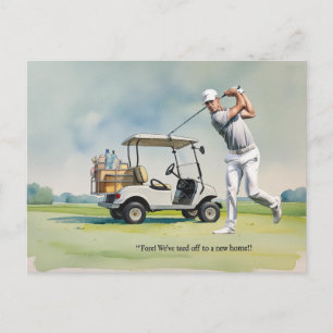Carte Postale Golf nous avons déménagé dans une nouvelle maison 