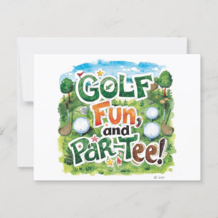 Carte Postale Golf party drôle dire tee up pour par tee