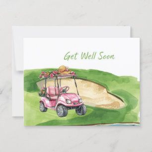 Carte Postale Golf Prompt rétablissement avec voiturette de golf